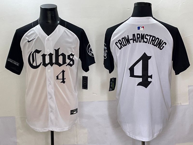 Men 2025 Chicago Cubs #4 Crow-Armstrong white black Five generations Joint Name Nike MLB Jersey style 7->chicago cubs->MLB Jersey